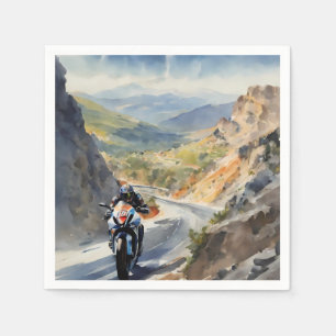 High-Speed Adventure in Vibrant Mountain Landscape Napkin