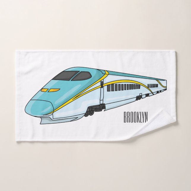 High speed bullet train cartoon illustration bath towel set (Hand Towel)