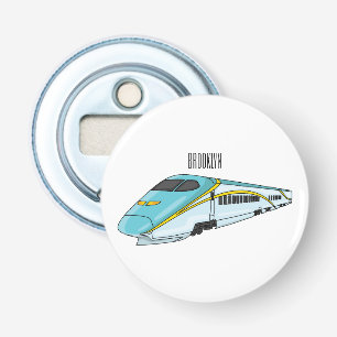 High speed bullet train cartoon illustration bottle opener