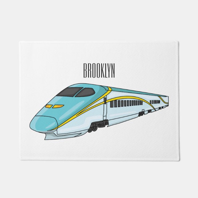 High speed bullet train cartoon illustration doormat (Front)