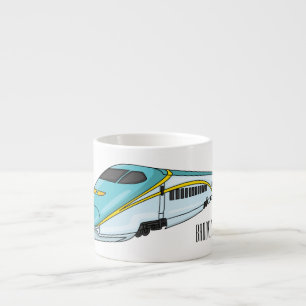 High speed bullet train cartoon illustration espresso cup