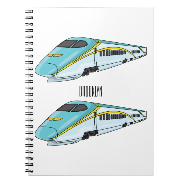 High speed bullet train cartoon illustration notebook (Front)