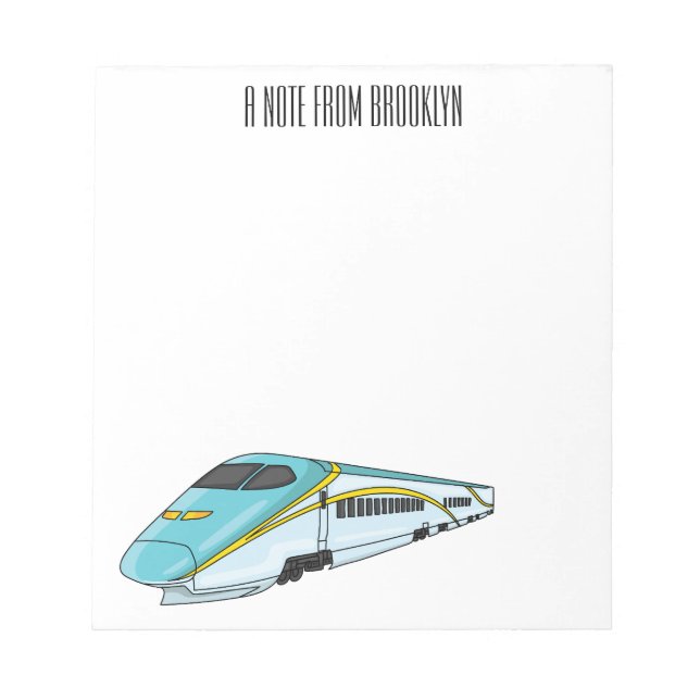 High speed bullet train cartoon illustration notepad (Front)