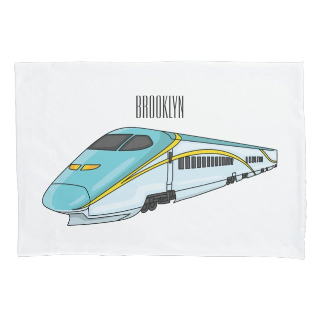 High speed bullet train cartoon illustration pillowcase (Front)