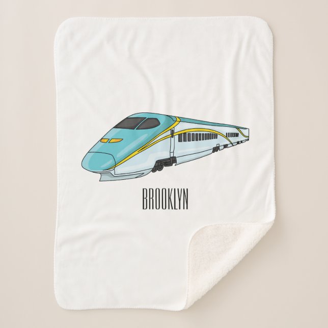 High speed bullet train cartoon illustration sherpa blanket (Front)