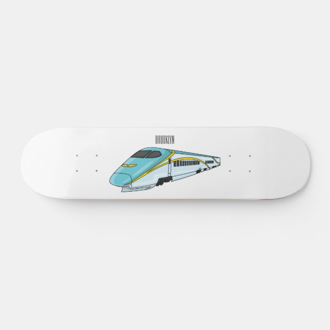 High speed bullet train cartoon illustration skateboard (Horz)