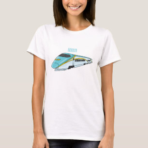 High speed bullet train cartoon illustration T-Shirt