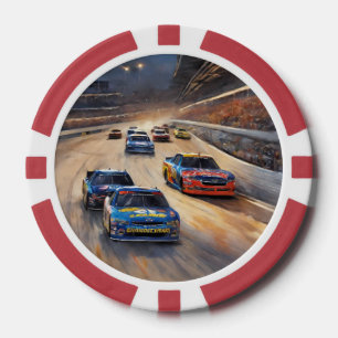 High-Speed Colorful Twilight Racing Scene Poker Chips