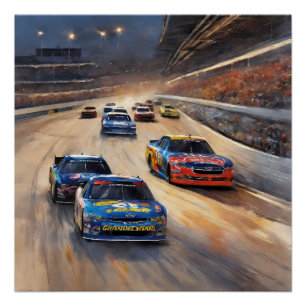 High-Speed Colorful Twilight Racing Scene Poster