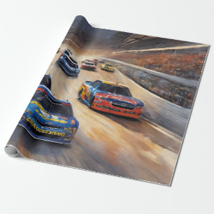 High-Speed Colorful Twilight Racing Scene Wrapping Paper