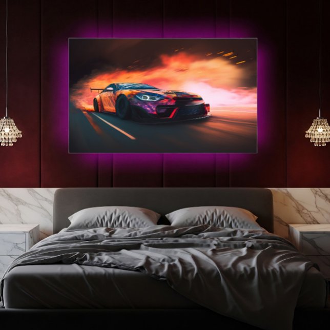 High-Speed Drift Car Digital Neon Sunset Poster (Creator Uploaded)