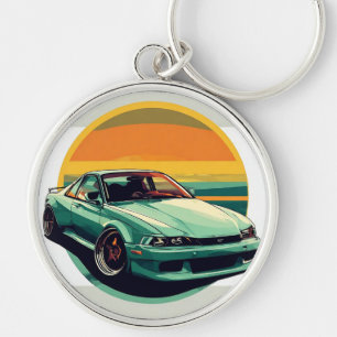 High-Speed Green Sports Car Automotive Style Gift Key Ring