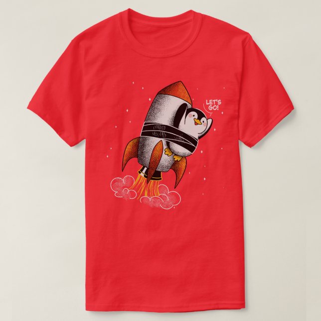 High Speed Penguin Lets Go by Tobe Fonseca T-Shirt (Design Front)