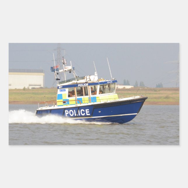 High Speed Police Boat Rectangular Sticker (Front)