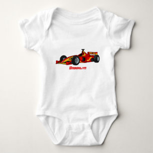 High speed racing cars cartoon illustration baby bodysuit