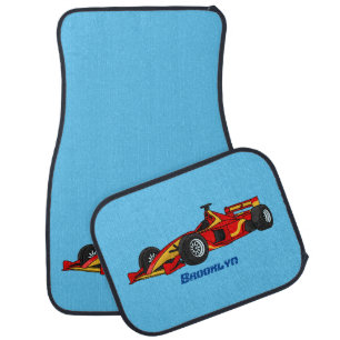 High speed racing cars cartoon illustration car mat