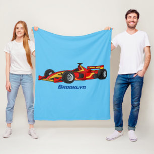 High speed racing cars cartoon illustration fleece blanket