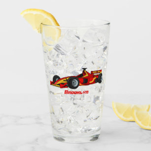 High speed racing cars cartoon illustration glass