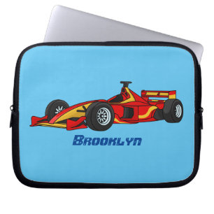 High speed racing cars cartoon illustration laptop sleeve