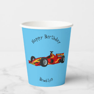 High speed racing cars cartoon illustration paper cups