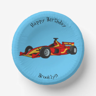 High speed racing cars cartoon illustration paper plate