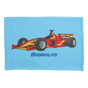 High speed racing cars cartoon illustration pillowcase