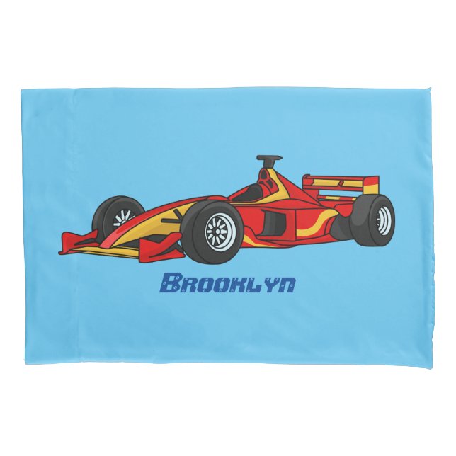 High speed racing cars cartoon illustration pillowcase (Front)