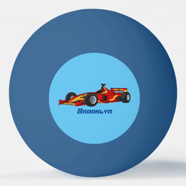 High speed racing cars cartoon illustration ping pong ball (Front)