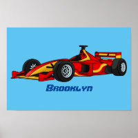 High speed racing cars cartoon illustration