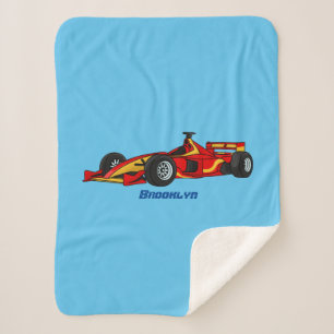 High speed racing cars cartoon illustration sherpa blanket