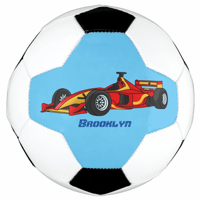 High speed racing cars cartoon illustration soccer ball (Front)