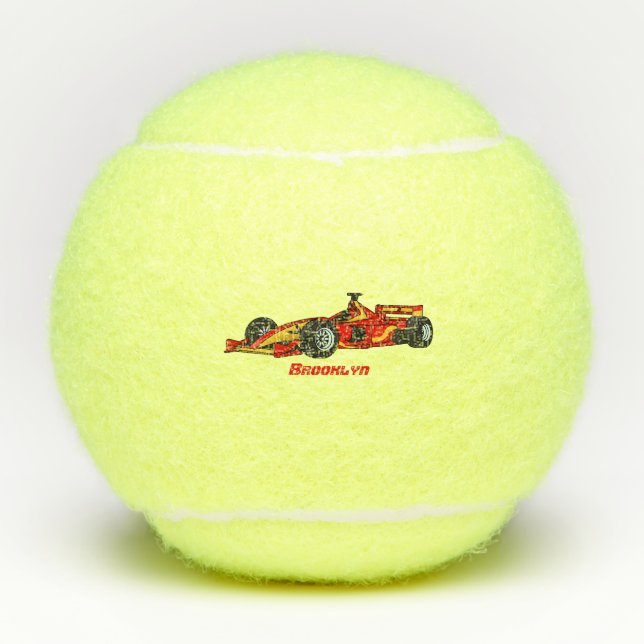 High speed racing cars cartoon illustration tennis balls (Front)