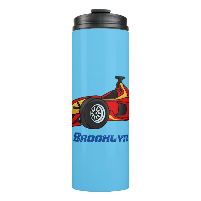 High speed racing cars cartoon illustration thermal tumbler (Front)