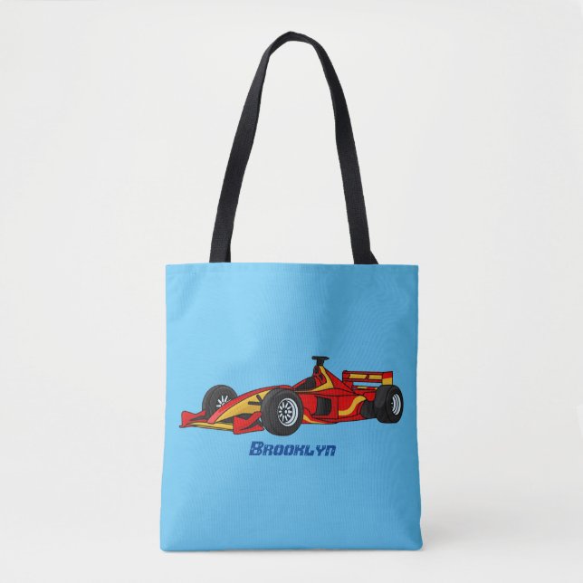 High speed racing cars cartoon illustration tote bag (Front)