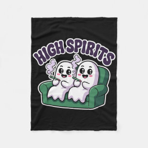 High Spirits Funny Ghost Weed Halloween Humour Fleece Blanket