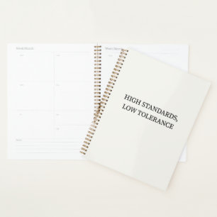 High Standards, Low Tolerance Minimalist Poster Planner