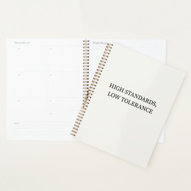 High Standards, Low Tolerance Minimalist Poster Planner (Display)