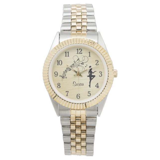 High Step Tap Dancer Personalised w Numbers Watch (Front)