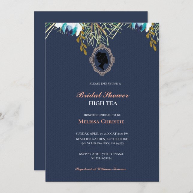 high tea garden party,beautiful soft pastel  invitation (Front/Back)