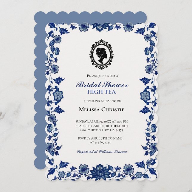 high tea garden party,beautiful soft pastel  invitation (Front/Back)