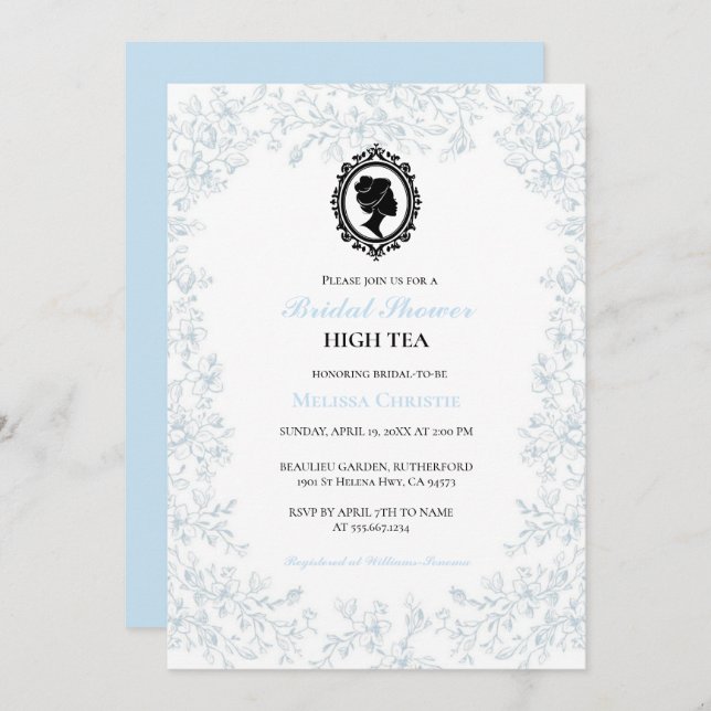 high tea garden party,beautiful soft pastel  invitation (Front/Back)