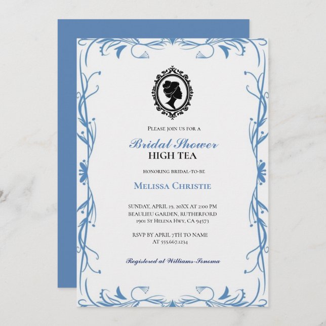 high tea garden party,beautiful soft pastel  invitation (Front/Back)