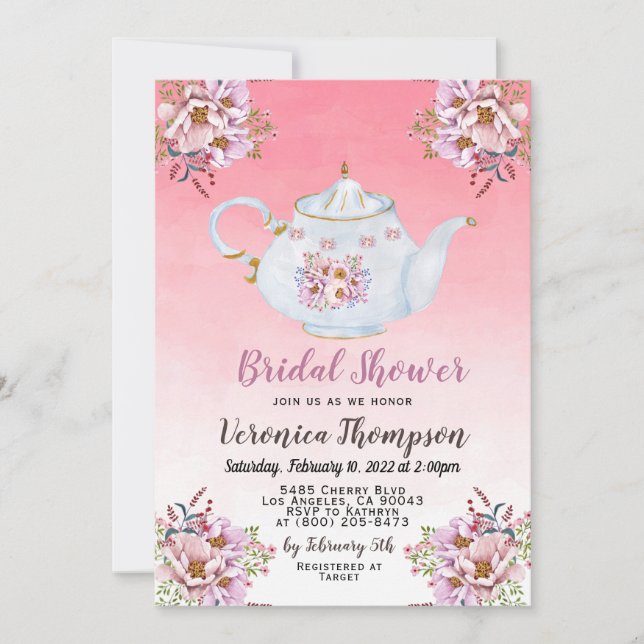 High Tea Party Bridal Shower Invitation (Front)
