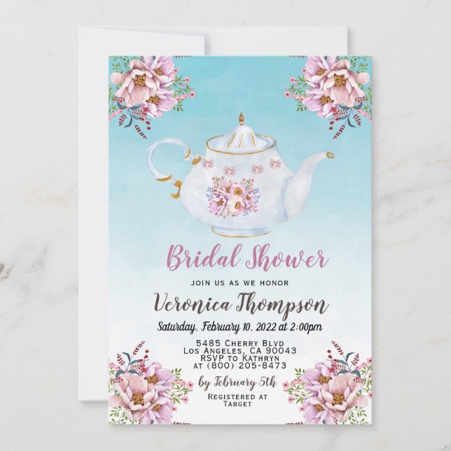 High Tea Party Bridal Shower Invitation (Front)