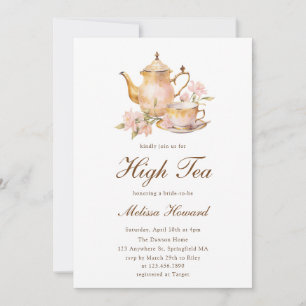 High Tea Pastel Gold Bridal Shower Invitation