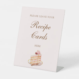 High Tea Pastel Pink Bridal Shower Recipe Cards Pedestal Sign