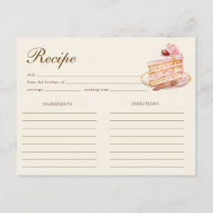 High Tea Pastel Yellow Bridal Shower Recipe Enclosure Card