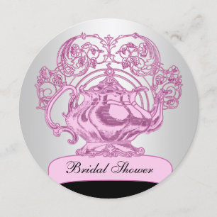 High tea pink black silver invitation