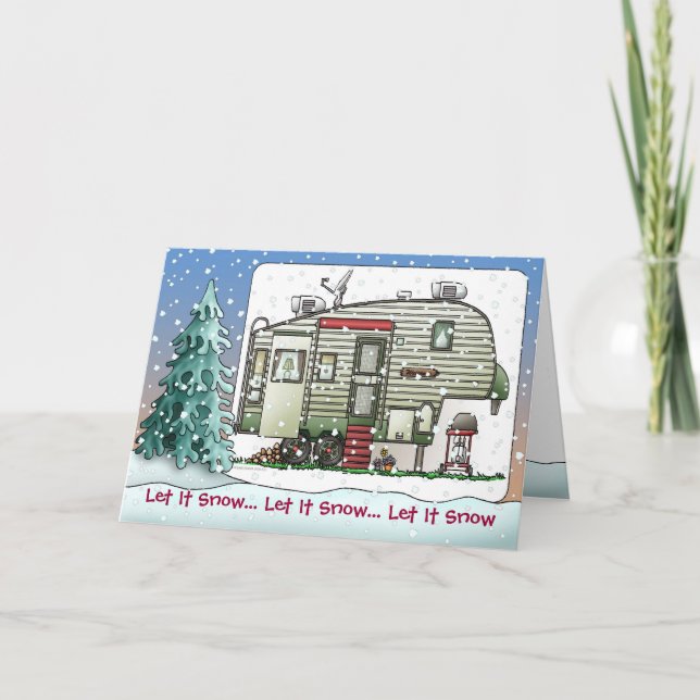 High Tech 5th Wheel Camper Holiday Cards (Front)