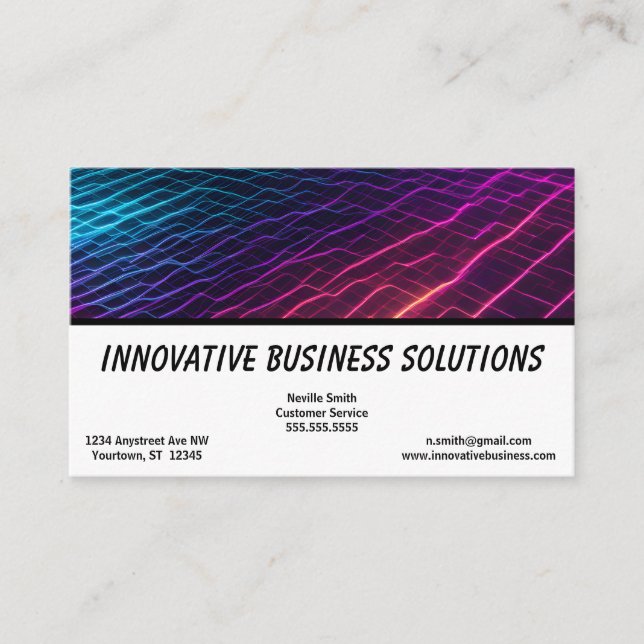 High Tech Colourful Net Waves Half White Block Business Card (Front)